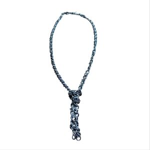 Chunky Gunmetal Knot Chain Necklace | Y2K Industrial Statement Piece